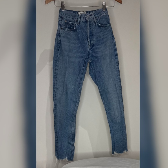 AGOLDE Women’s Jeans Size 22 - High Rise Vintage Skinny Ankle Raw Hem Blue Denim - Picture 2 of 5